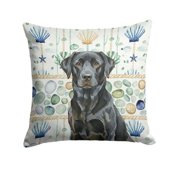 Black Labrador Retriever Coastal Sea Glass Throw Pillow 18" x 18" product image at NuMercy