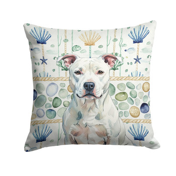 White American Staffordshire Terrier Coastal Sea Glass Throw Pillow 18" x 18" product image at NuMercy