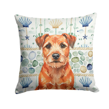 Red Border Terrier Coastal Sea Glass Throw Pillow 18" x 18" product image at NuMercy