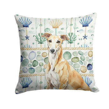 Fawn Greyhound Coastal Sea Glass Throw Pillow 18" x 18" product image at NuMercy