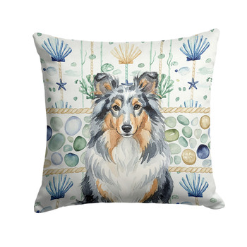 Blue Merle Sheltie Coastal Sea Glass Throw Pillow 18" x 18" product image at NuMercy