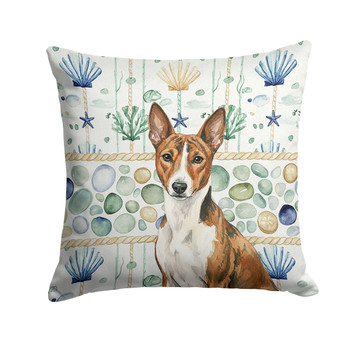 Brindle and White Basenji Coastal Sea Glass Throw Pillow 18" x 18" product image at NuMercy