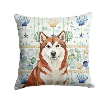 Red and White Alaskan Malamute Coastal Sea Glass Throw Pillow 18" x 18" product image at NuMercy