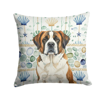 Brindle and White Saint Bernard Coastal Sea Glass Throw Pillow 18" x 18" product image at NuMercy