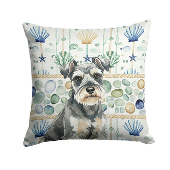 Miniature Schnauzer Coastal Sea Glass Throw Pillow 18" x 18" product image at NuMercy