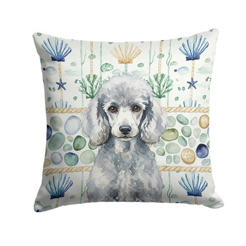 Standard Silver Poodle Coastal Sea Glass Throw Pillow 18" x 18" product image at NuMercy