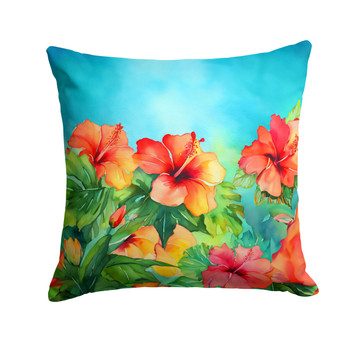 Hawaii Hawaiian Hibiscus in Watercolor Throw Pillow 18" x 18" DAC1642 product image at NuMercy