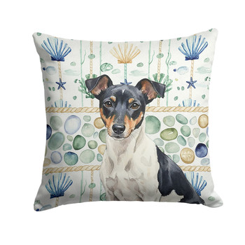 Black and White Rat Terrier Coastal Sea Glass Throw Pillow 18" x 18" product image at NuMercy