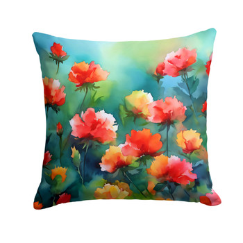 Ohio Scarlet Carnations in Watercolor Throw Pillow 18" x 18" DAC1698 product image at NuMercy