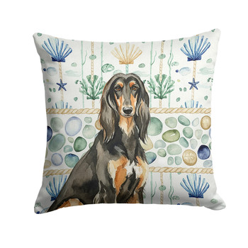Black & Tan Afghan Hound Coastal Sea Glass Throw Pillow 18" x 18" product image at NuMercy