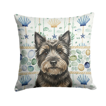 Black Cairn Terrier Coastal Sea Glass Throw Pillow 18" x 18" product image at NuMercy