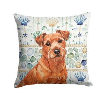Red Norfolk Terrier Coastal Sea Glass Throw Pillow 18" x 18" product image at NuMercy