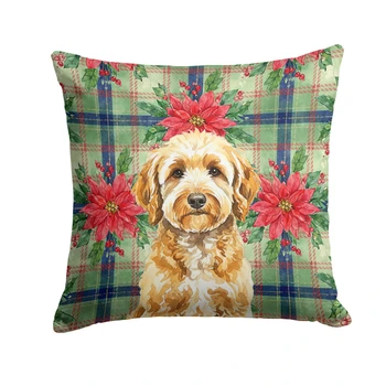 Goldendoodle Christmas Poinsettias Throw Pillow 18" x 18" product image at NuMercy