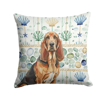 Liver and Tan Bloodhound Coastal Sea Glass Throw Pillow 18" x 18" product image at NuMercy