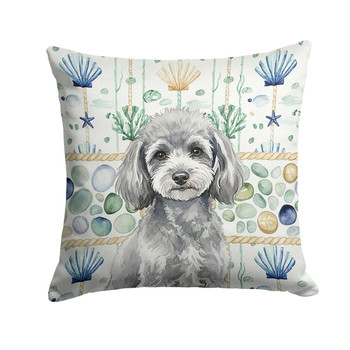 Toy Silver Poodle Coastal Sea Glass Throw Pillow 18" x 18" product image at NuMercy