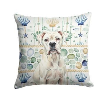 White Boxer Coastal Sea Glass Throw Pillow 18" x 18" product image at NuMercy