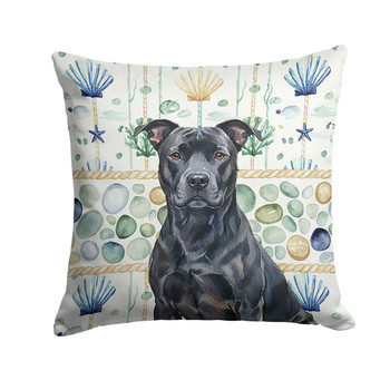 Black American Staffordshire Terrier Coastal Sea Glass Throw Pillow 18" x 18" product image at NuMercy