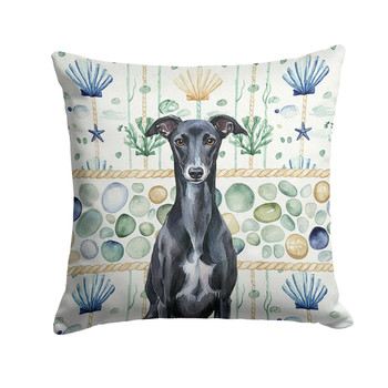 Black Whippet Coastal Sea Glass Throw Pillow 18" x 18" product image at NuMercy
