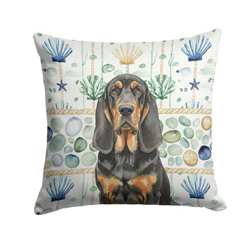 Black and Tan Bloodhound Coastal Sea Glass Throw Pillow 18" x 18" product image at NuMercy