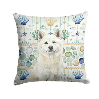 White Akita Coastal Sea Glass Throw Pillow 18" x 18" product image at NuMercy