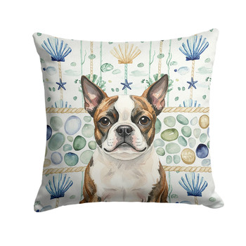 Brindle Boston Terrier Coastal Sea Glass Throw Pillow 18" x 18" product image at NuMercy