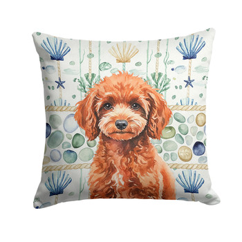 Miniature Red Poodle Coastal Sea Glass Throw Pillow 18" x 18" product image at NuMercy