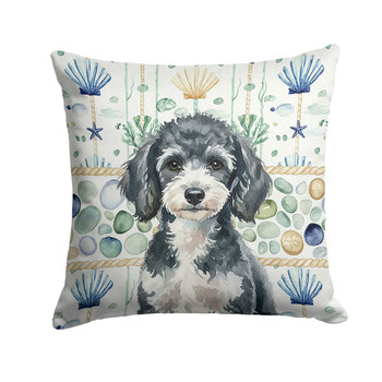 Miniature Parti Poodle Coastal Sea Glass Throw Pillow 18" x 18" product image at NuMercy