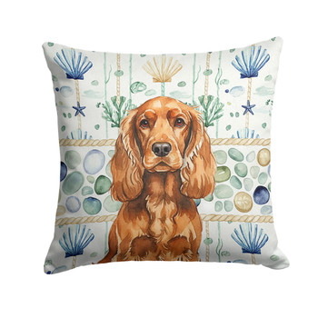 Red English Cocker Spaniel Coastal Sea Glass Throw Pillow 18" x 18" product image at NuMercy