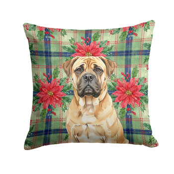 Bullmastiff Christmas Poinsettias Throw Pillow 18" x 18" product image at NuMercy