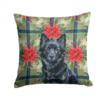 Schipperke Christmas Poinsettias Throw Pillow 18" x 18" product image at NuMercy