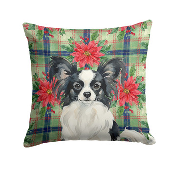 Black and White Papillon Christmas Poinsettias Throw Pillow 18" x 18" product image at NuMercy
