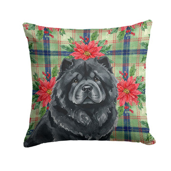 Black Chow Chow Christmas Poinsettias Throw Pillow 18" x 18" product image at NuMercy