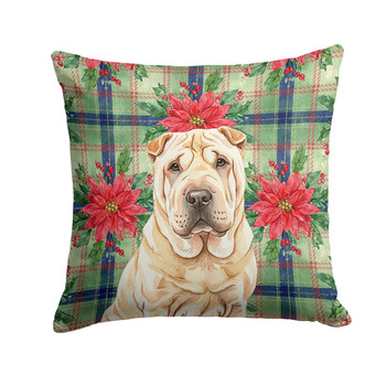 Shar Pei Christmas Poinsettias Throw Pillow 18" x 18" product image at NuMercy