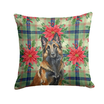 Belgian Tervuren Christmas Poinsettias Throw Pillow 18" x 18" product image at NuMercy