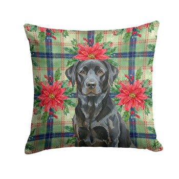 Black Labrador Retriever Christmas Poinsettias Throw Pillow 18" x 18" product image at NuMercy