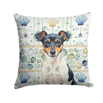 Tricolor Rat Terrier Coastal Sea Glass Throw Pillow 18" x 18" product image at NuMercy