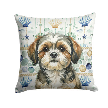 Brindle Shih Tzu Coastal Sea Glass Throw Pillow 18" x 18" product image at NuMercy