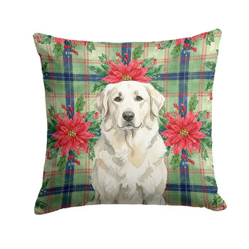 White Great Pyrenees Christmas Poinsettias Throw Pillow 18" x 18" product image at NuMercy