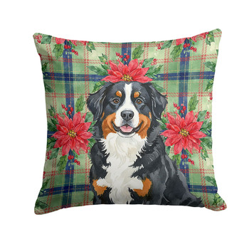 Bernese Mountain Dog Christmas Poinsettias Throw Pillow 18" x 18" product image at NuMercy