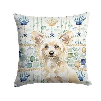 Powderpuff Chinese Crested Coastal Sea Glass Throw Pillow 18" x 18" product image at NuMercy