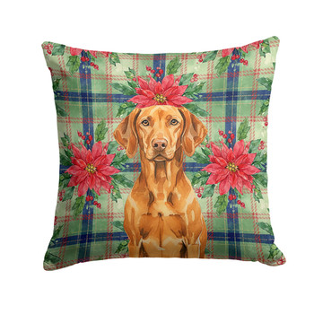 Vizsla Christmas Poinsettias Throw Pillow 18" x 18" product image at NuMercy
