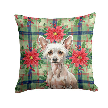 Hairless Chinese Crested Christmas Poinsettias Throw Pillow 18" x 18" product image at NuMercy