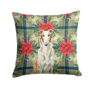 Borzoi Christmas Poinsettias Throw Pillow 18" x 18" product image at NuMercy
