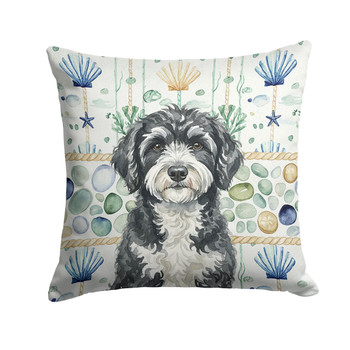 Portuguese Water Dog Coastal Sea Glass Throw Pillow 18" x 18" product image at NuMercy