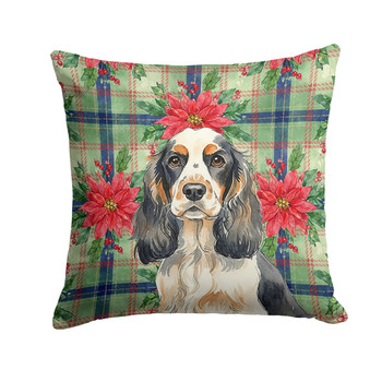 Parti Cocker Spaniel Christmas Poinsettias Throw Pillow 18" x 18" product image at NuMercy