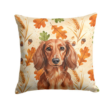 Longhaired Red Dachshund Heirloom Fall Throw Pillow 18" x 18" product image at NuMercy