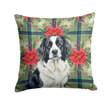 Landseer Newfoundland Christmas Poinsettias Throw Pillow 18" x 18" product image at NuMercy