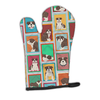 Lots of Brindle English Bulldog Oven Mitt product image at NuMercy