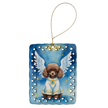 Chocolate Poodle My Angel Porcelain Christmas Ornament DAC7058 product image at NuMercy