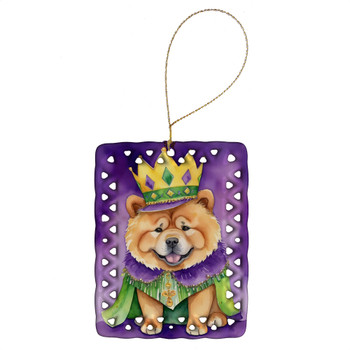 Chow Chow King of Mardi Gras Porcelain Christmas Ornament product image at NuMercy